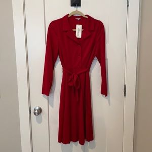 NWT Meaneor Belted Red Wine Dress Size Medium